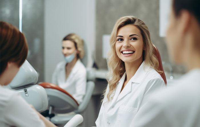 trainees in classroom smiling